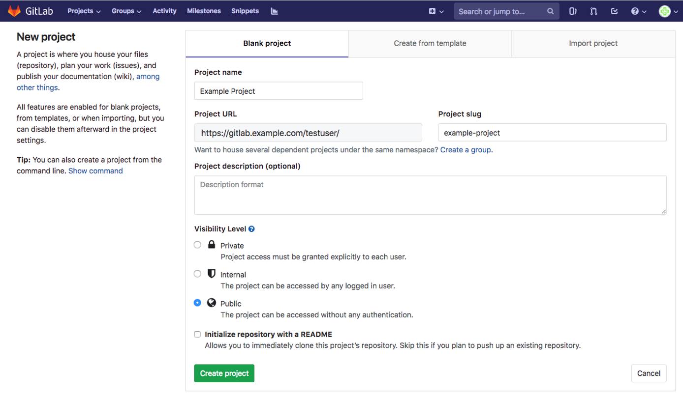 Fill out the required information to make a new project Fill out the required information to make a new project