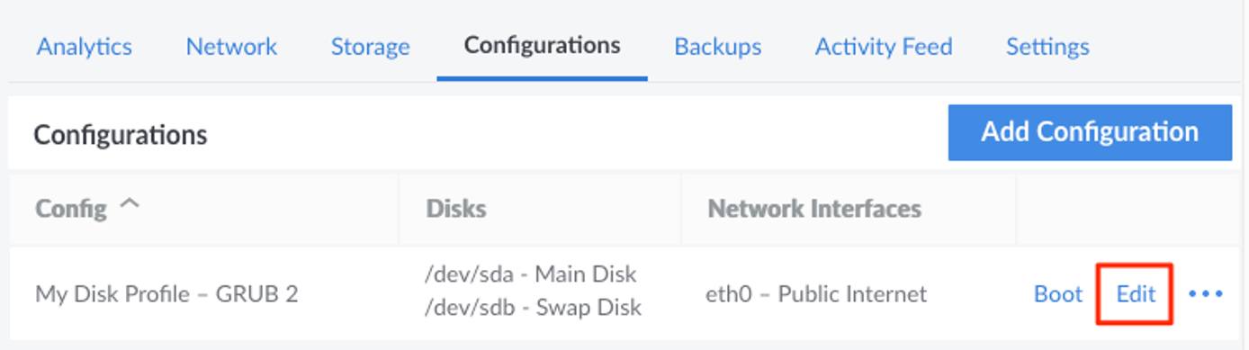 Edit configuration profile Edit configuration profile